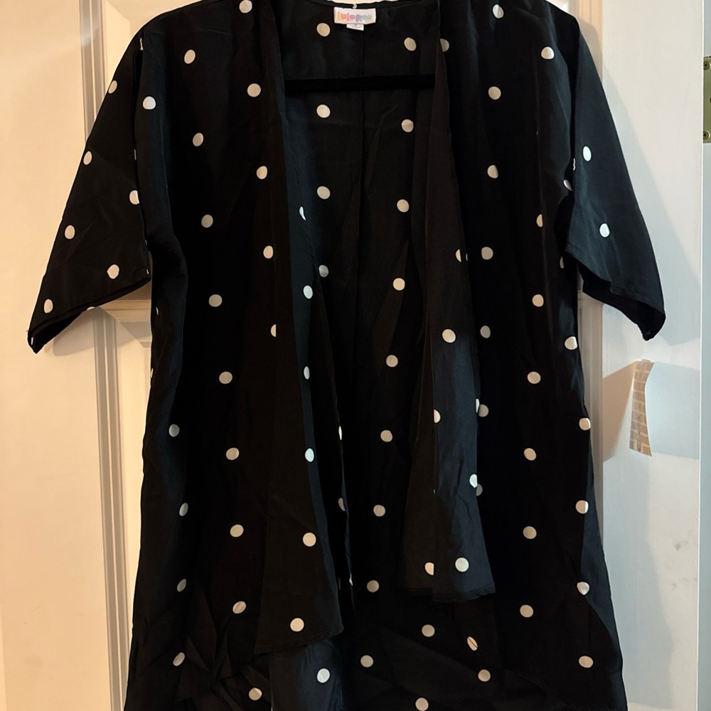 LuLaRoe Bianka polka dot black and white kimono NWT size 3 (small/medium adult)